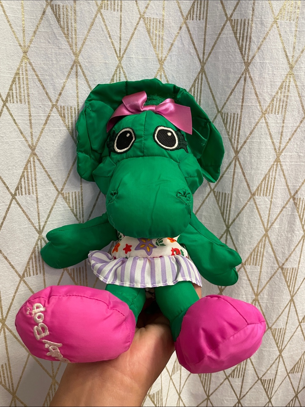 1993 RARE Playskool Barney Baby Bop Water Pals Plush Bath Toy